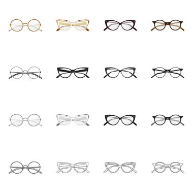 Gözlük ve çerçeve logo vektör Illustration. Web için hisse senedi sembolü gözlük ve aksesuar koleksiyonu.