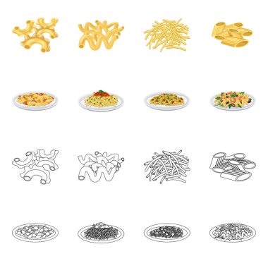 Makarna ve karbonhidrat logo vektör Illustration. Hisse senedi için makarna makarna ve vektör simge kümesi.