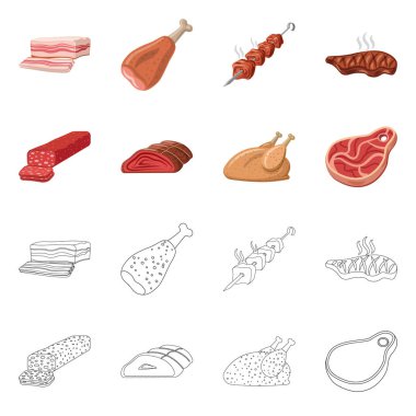 İşareti et ve ham izole nesne. Et ve hisse senedi simgesi web için pişirme.