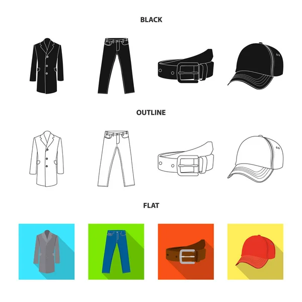 Ilustración vectorial del hombre y el icono de la ropa. Conjunto de hombre e icono de vector de desgaste para la acción . — Vector de stock
