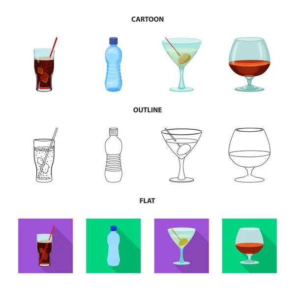 Ilustración vectorial del logotipo de la bebida y la barra. Colección de bebidas y partido icono de vectores para la acción . — Vector de stock