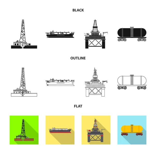 Vektordesign des Öl- und Gassymbols. Set von Öl und Benzin Aktiensymbol für Web. — Stockvektor