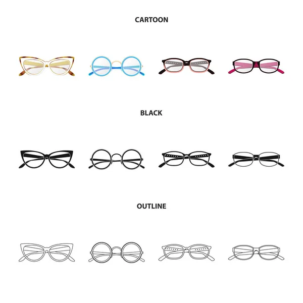 Conception vectorielle des lunettes et du logo du cadre. Collection de lunettes et accessoires illustration vectorielle de stock . — Image vectorielle