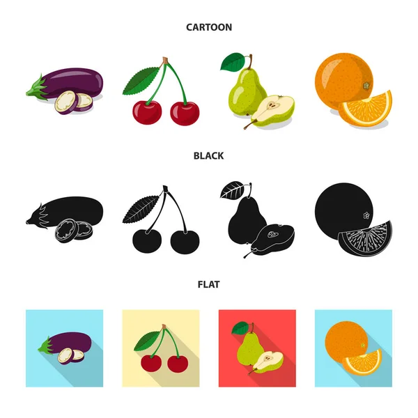 Conception vectorielle du logo des légumes et fruits. Ensemble d'icône vectorielle végétarienne et végétale pour stock . — Image vectorielle