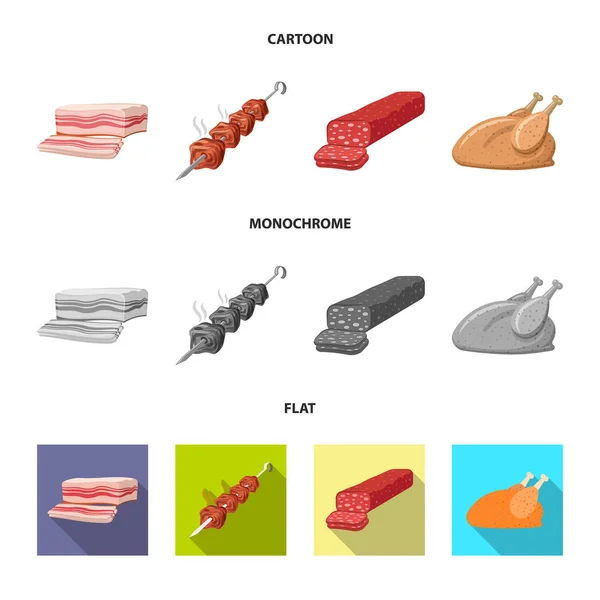 Wektor wzór znak mięsa i szynka. Zestaw mięsa i gotowanie symbol giełdowy dla sieci web. — Wektor stockowy