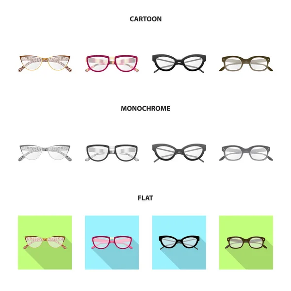Gözlük ve çerçeve logo vektör tasarımı. Gözlük ve hisse senedi için aksesuar vektör ikon koleksiyonu. — Stok Vektör