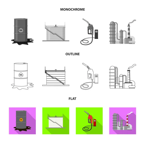 Ilustración vectorial del icono del petróleo y el gas. Colección de aceite y gasolina símbolo de reserva para la web . — Vector de stock