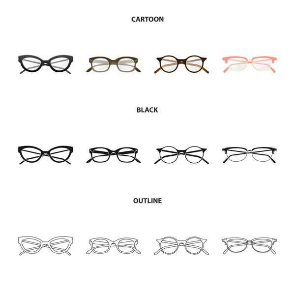 Vector design of glasses and frame symbol. Collection of glasses and accessory stock vector illustration. — Stock Vector