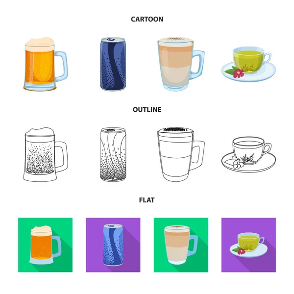 Векторная иллюстрация символа напитка и бара. Коллекция векторных значков напитков и вечеринок на складе . — стоковый вектор