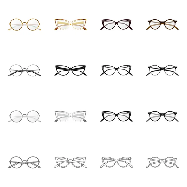 Ilustración vectorial de gafas y logotipo del marco. Colección de gafas y símbolo de stock accesorio para web . — Vector de stock