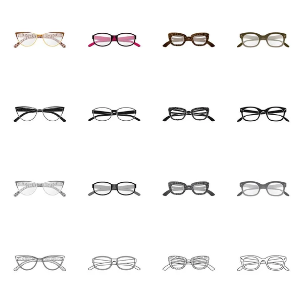 Ilustración vectorial de gafas y símbolo del marco. Colección de gafas y símbolo de stock accesorio para web . — Vector de stock