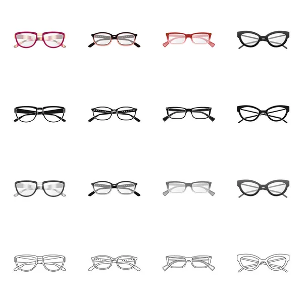 Vector illustration of glasses and frame icon. Collection of glasses and accessory vector icon for stock. — Stock Vector