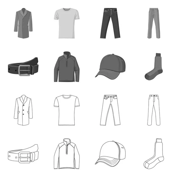 Ontwerp van de vector van mens en kleding pictogram. Instellen van de mens en het dragen van vector pictogram voor voorraad. — Stockvector