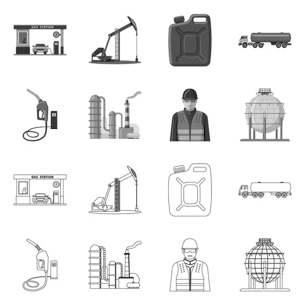 Isolated object of oil and gas sign. Set of oil and petrol vector icon for stock. — Stock Vector
