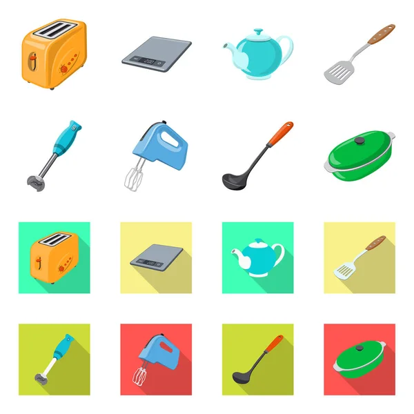 Design vettoriale della cucina e segno cuoco. Set di icone vettoriali per cucina ed elettrodomestici per magazzino . — Vettoriale Stock