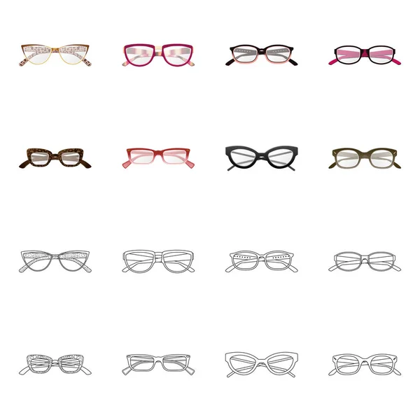 Diseño vectorial de gafas y símbolo del marco. Conjunto de gafas y accesorio símbolo de stock para web . — Archivo Imágenes Vectoriales
