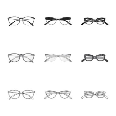 Gözlük ve çerçeve sembolü yalıtılmış nesne. Gözlük ve web için aksesuar hisse senedi simgesi.