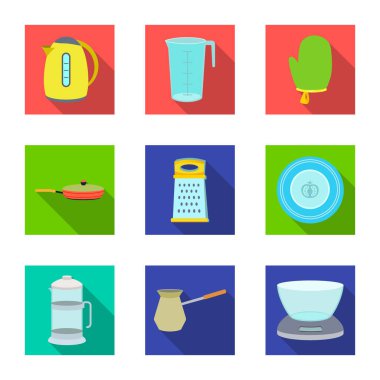 Mutfak ve yemek logo vektör tasarımı. Hisse senedi için mutfak ve cihazı vektör simge kümesi.