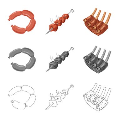 Eti ve jambon simgesi yalıtılmış nesne. Et ve hisse senedi simgesi web için pişirme.