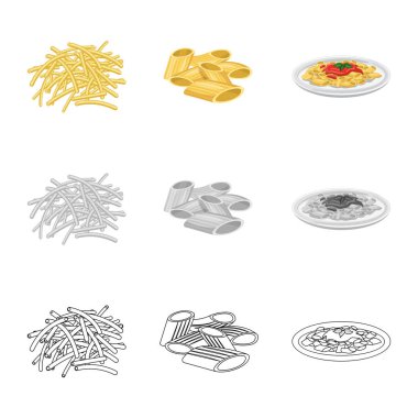 Makarna ve karbonhidrat işareti vektör Illustration. Makarna ve makarna hisse senedi vektör çizim topluluğu.