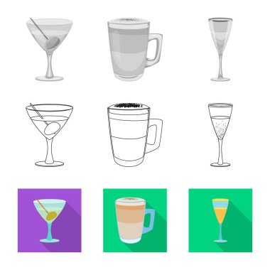 İçki ve bar logo vektör tasarımı. İçki ve parti hisse senedi vektör çizim topluluğu.