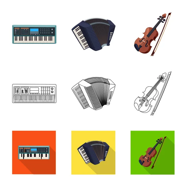 Objet isolé de musique et signe de syntonisation. Ensemble de musique et outil stock symbole pour le web . — Image vectorielle