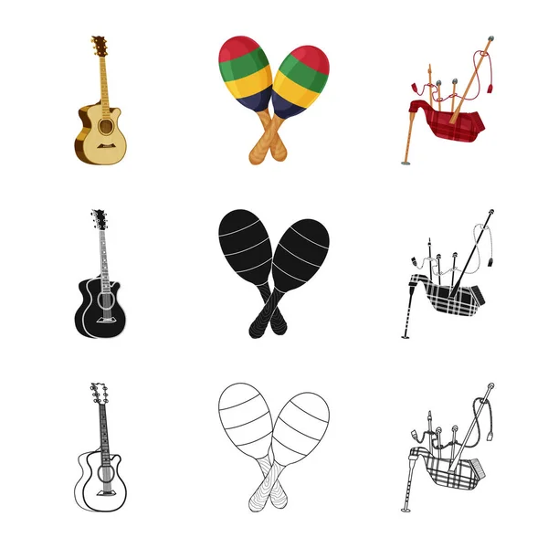 Diseño vectorial de música y símbolo de melodía. Colección de música y vector de herramientas icono para stock . — Vector de stock