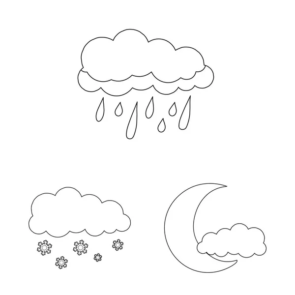 Objet isolé du symbole météo et météorologique. Collection d'illustrations vectorielles des conditions météorologiques et de l'application . — Image vectorielle