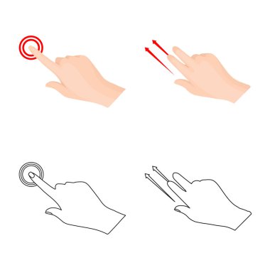 Dokunmatik ve el simge vektör Illustration. Dokunmatik ekran ayarla ve stok için vektör simgeye dokunun.