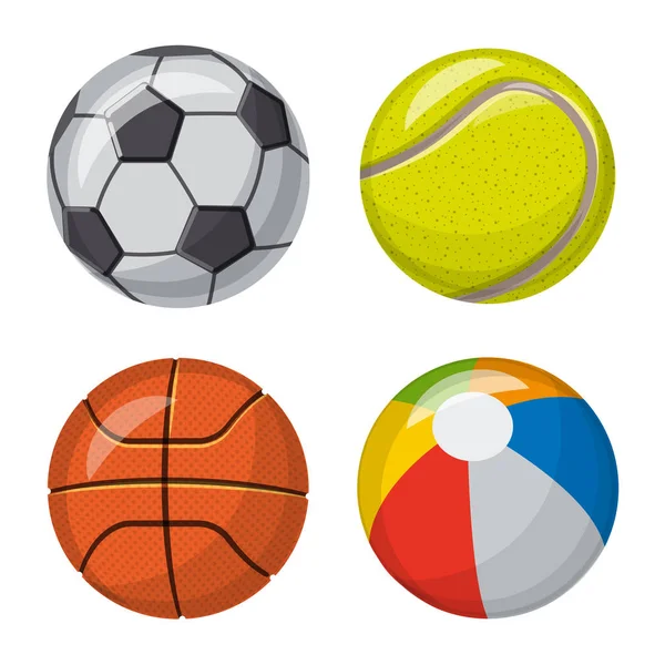Изолированный объект спорта и знак мяча. Коллекция спортивного и спортивного инвентаря . — стоковый вектор