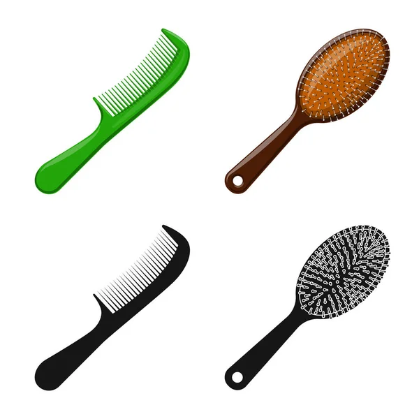 Diseño vectorial del cepillo y el icono del cabello. Conjunto de cepillo y cepillo vector icono para stock . — Vector de stock