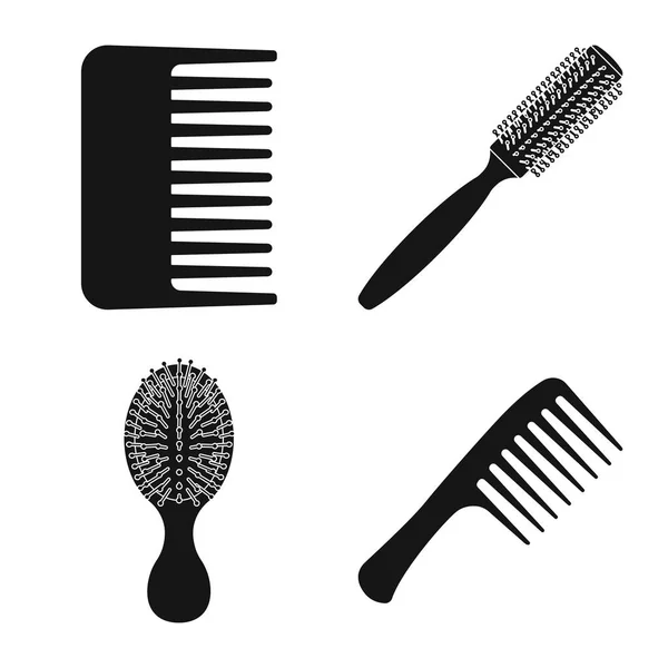 Illustration vectorielle du symbole pinceau et cheveux. Jeu de brosses et brosses à cheveux illustration vectorielle . — Image vectorielle