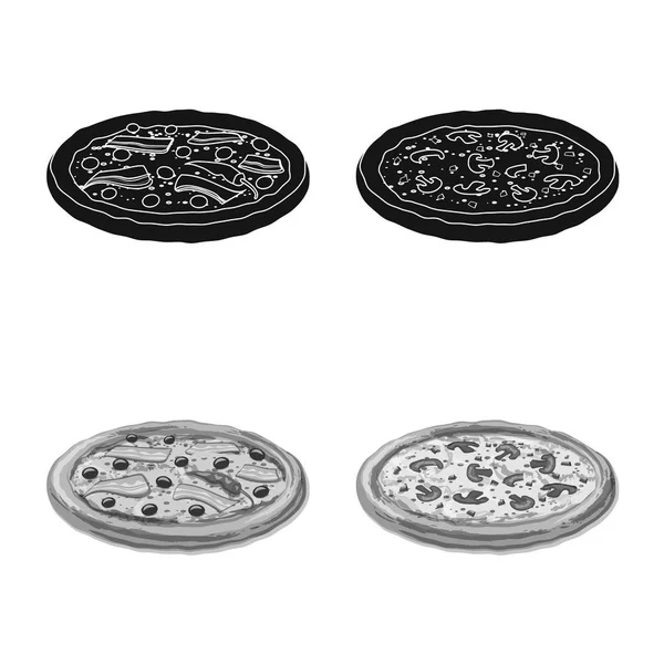 Vektorillustration von Pizza und Food-Logo. Sammlung von Pizza und italienischer Aktienvektorillustration. — Stockvektor