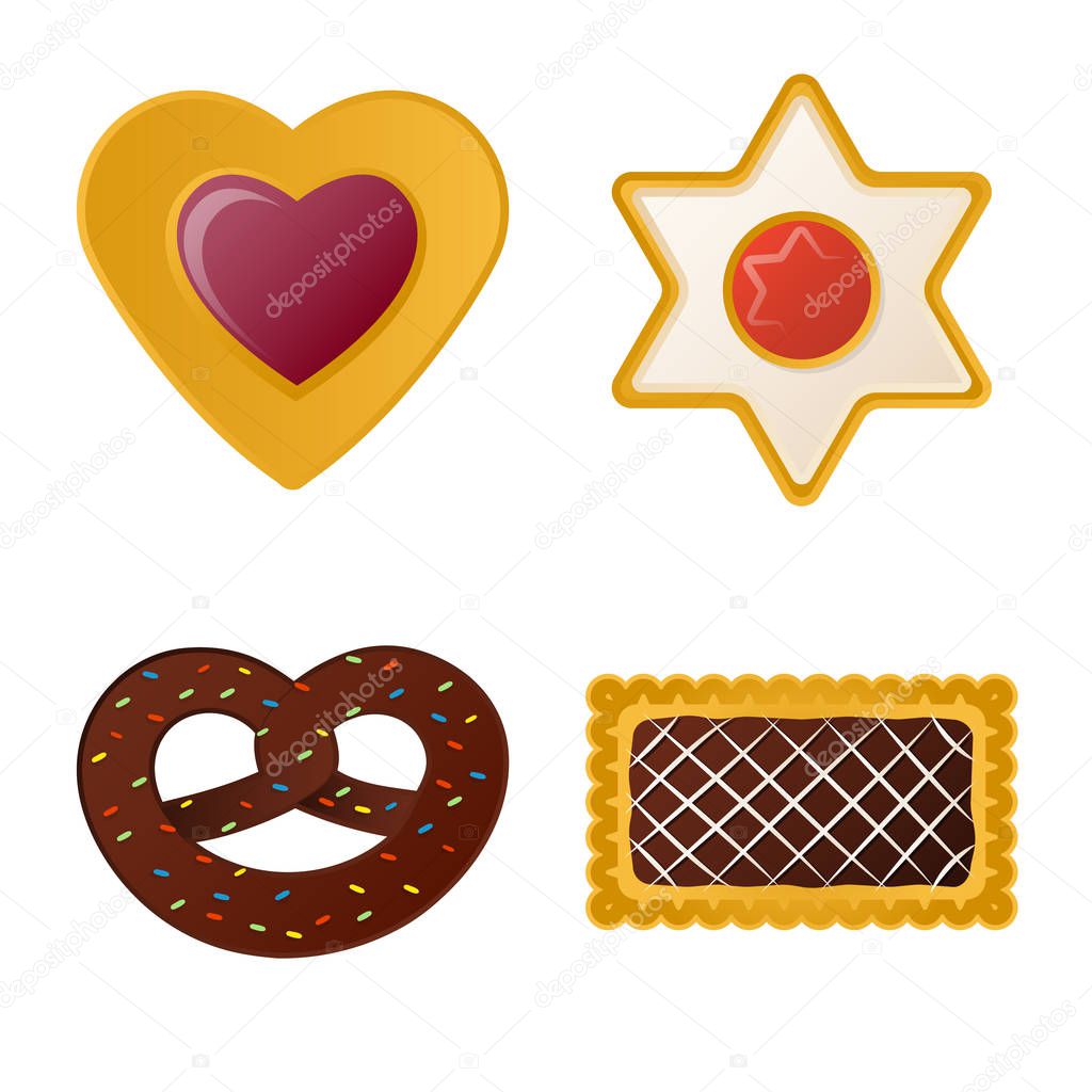 Isolated object of biscuit and bake icon. Set of biscuit and chocolate stock vector illustration.