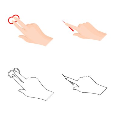 Dokunmatik ve el logo vektör tasarımı. Dokunmatik ekran ayarla ve stok için vektör simgeye dokunun.