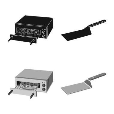 Pizza ve gıda simge vektör tasarımı. Pizza kümesi ve hisse senedi için İtalya vektör simgesi.