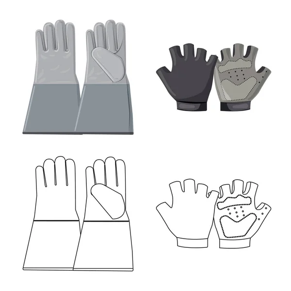 Ilustración vectorial de guante y símbolo de invierno. Colección de guante y equipo stock vector ilustración . — Vector de stock