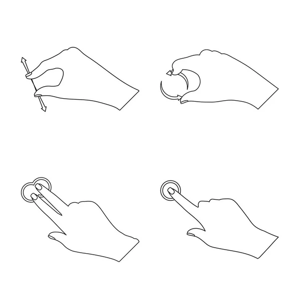 Projeto vetorial de tela sensível ao toque e sinal de mão. Conjunto de tela sensível ao toque e ilustração vetorial de estoque de toque . —  Vetores de Stock