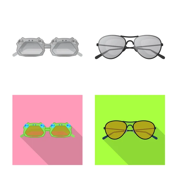 Ilustración vectorial del logotipo de gafas y gafas de sol. Colección de gafas y símbolo de stock accesorio para web . — Archivo Imágenes Vectoriales