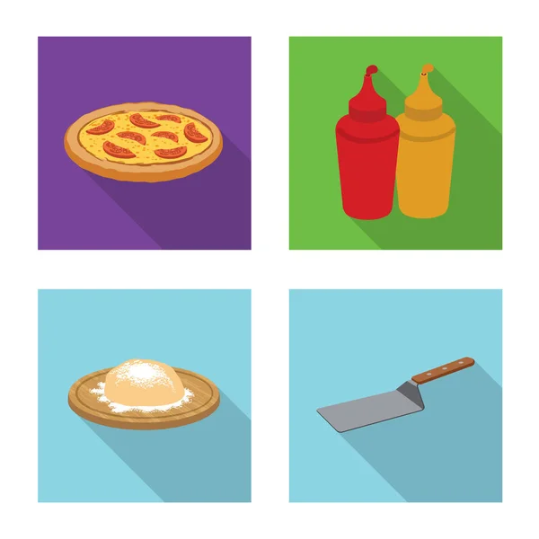 Objeto aislado de pizza e icono de la comida. Colección de pizza y ícono de vectores italia para stock . — Vector de stock