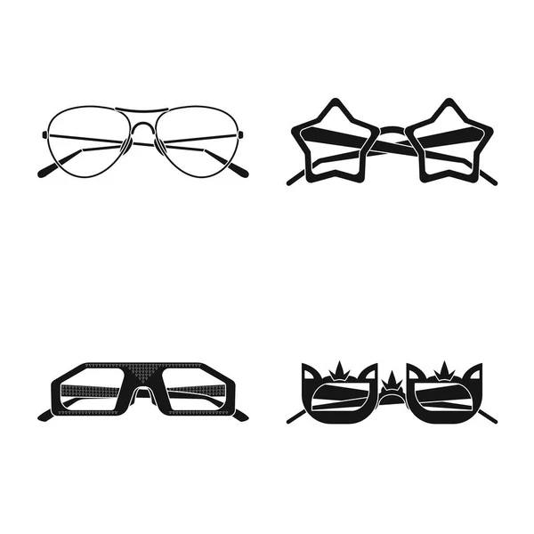Elkülönített objektum szemüveg és napszemüveg logó. Üvegek és tartozékok vektor ikon készletek. — Stock Vector