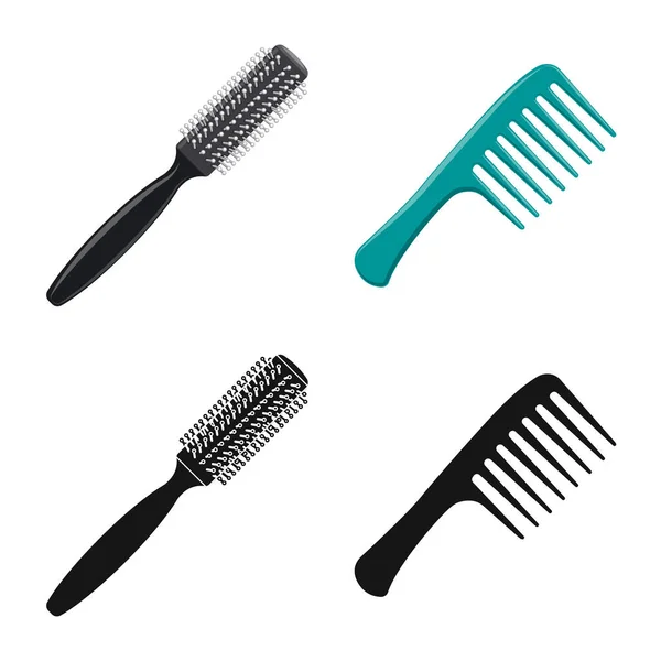 Isolé objet de brosse et logo de cheveux. Ensemble de brosse et brosse à cheveux symbole de stock pour la toile . — Image vectorielle