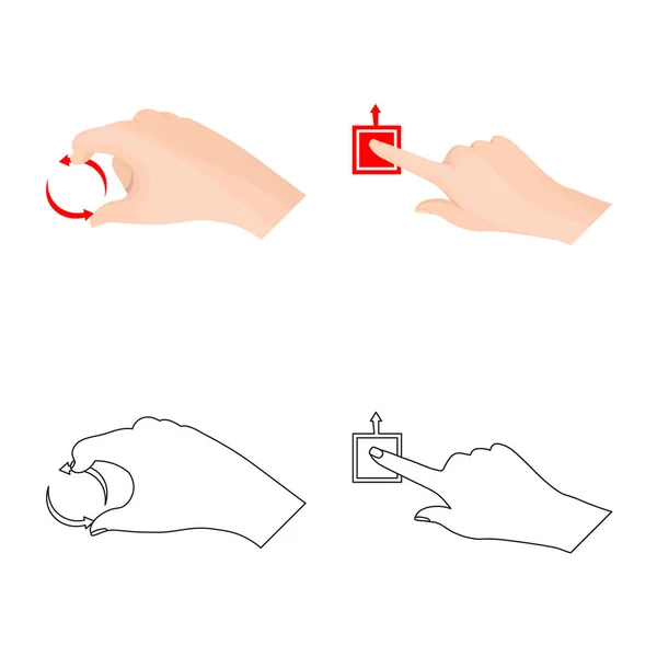 Elkülönített objektum touchscreen és a kéz szimbóluma. Gyűjtemény-ból touchscreen és touch vektor ikon készlet. — Stock Vector