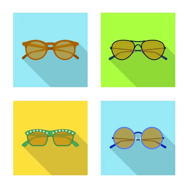 Vector ontwerp van bril en zonnebril teken. Aantal glazen en accessoire vector pictogram voor voorraad. — Stockvector