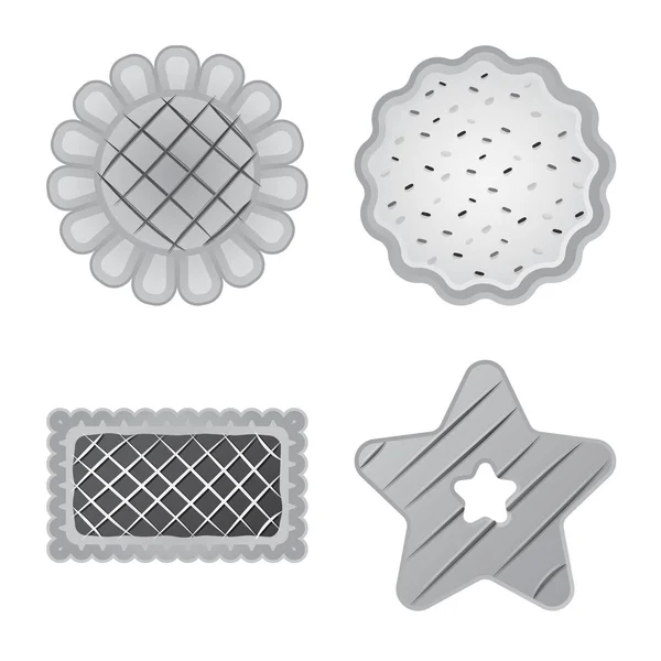 Diseño vectorial de la galleta y hornear símbolo. Set de galletas y chocolate vector icono para stock . — Archivo Imágenes Vectoriales
