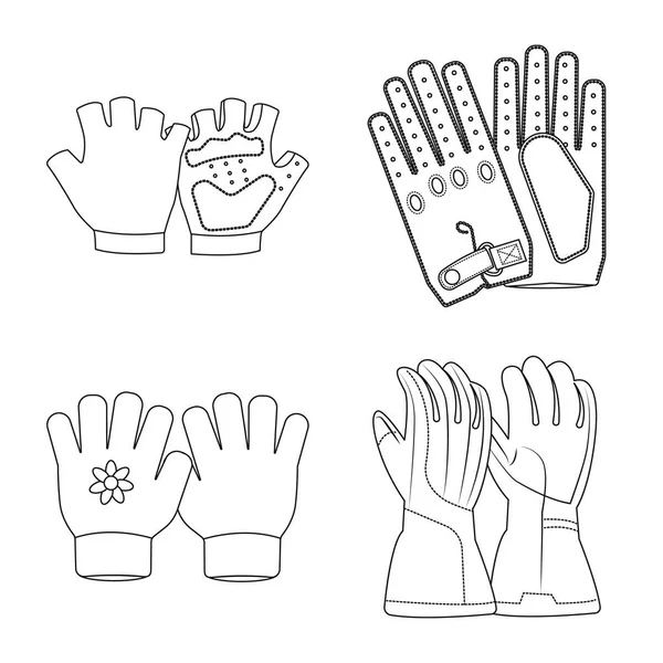 Vektor-Illustration von Handschuh und Wintersymbol. Handschuhset und Ausrüstungslager Symbol für Web. — Stockvektor