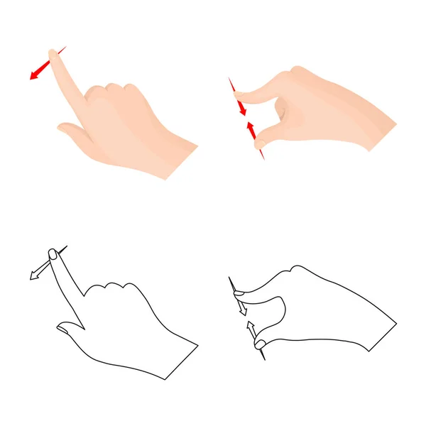 Illustrazione vettoriale del touchscreen e del simbolo della mano. Set di icone touchscreen e touch vector per stock . — Vettoriale Stock