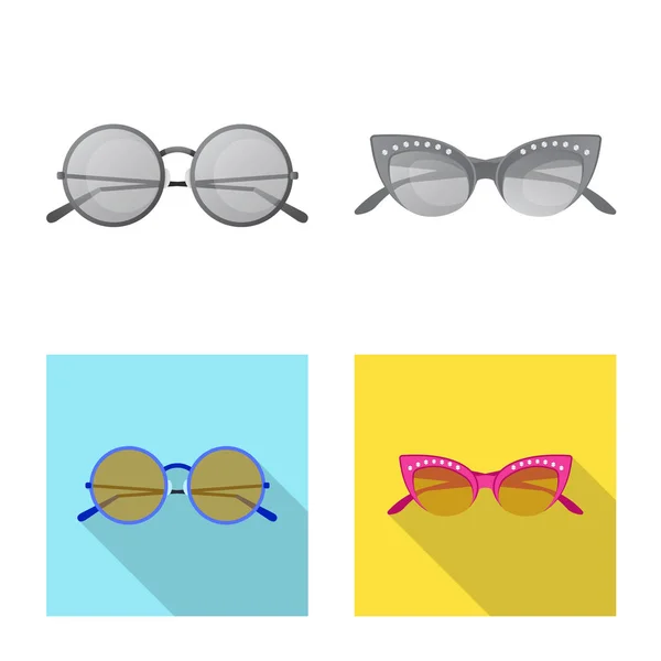 Vector illustration of glasses and sunglasses symbol. Set of glasses and accessory stock symbol for web. — Stock Vector