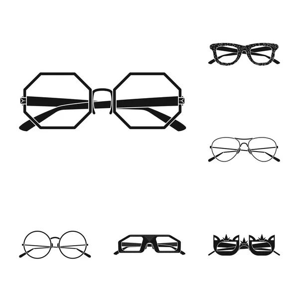 Gözlük ve güneş gözlüğü işareti vektör tasarımı. Web için hisse senedi sembolü gözlük ve aksesuar koleksiyonu. — Stok Vektör