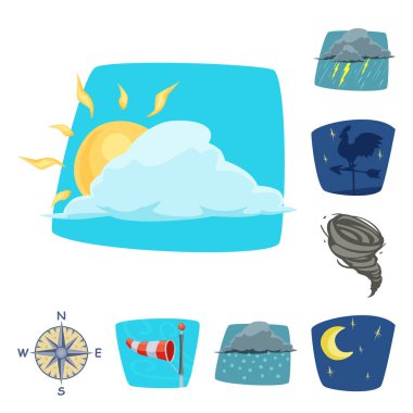 Hava ve İklim logo vektör Illustration. Hisse senedi için hava ve bulut vektör simge topluluğu.